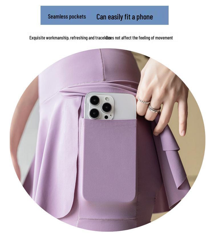 Women's Plus Size Summer Cycling Yoga Skirt Pants with Pockets – Lightweight Fake Two-Piece Design