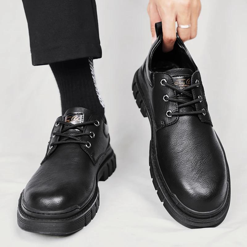Fashion Men Shoes lace up New Winter Genuine Leather Casual Shoes Fashion Business Oxford Shoe men Designer office Work Shoes