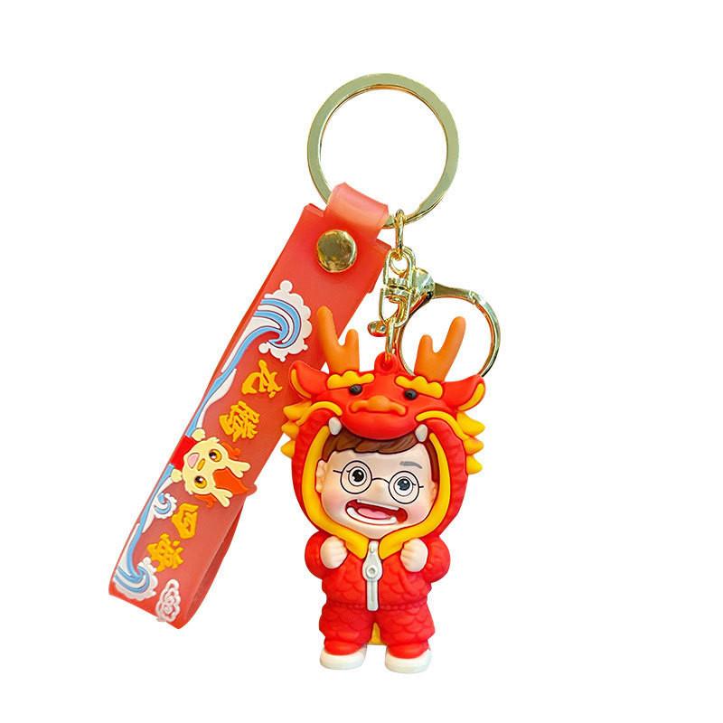 Creative Trendy Chinese Dragon Keychain Vibrant Silicone Cartoon Accessory For Gifts