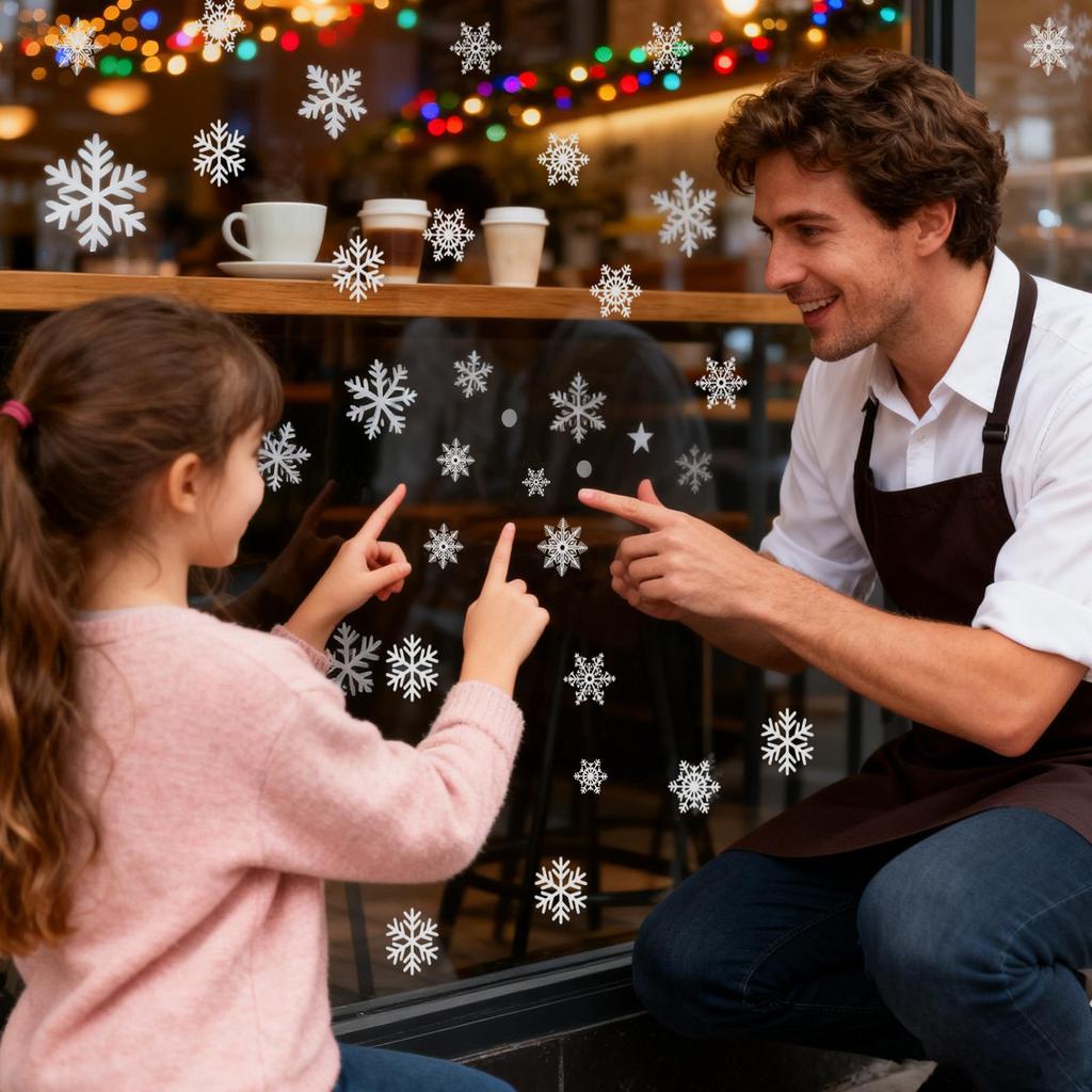 Christmas Snowflake Window Flowers PVC Electrostatic Stickers for Glass Reusable Winter Decorative Stickers