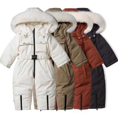 Kids One Piece Snowsuit Grils Boys Snowsuits Colorful Ski Suits Winter Hooded Romper Jumpsuits Toddler Outdoor Jacket Coat Children Snow Suits Outfits