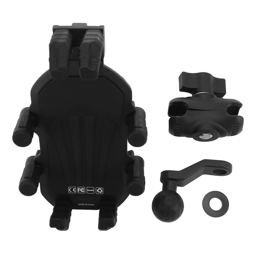 Motorcycle Phone Mount with Vibration Dampener Security Lock Adjustable Rearview Mirror Phone Holder Fit 4.9 To 8.1in