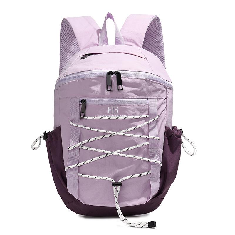 

Color Solid Tie Rope Backpack Large Capacity Storage Student Travel Sports фіолетовий