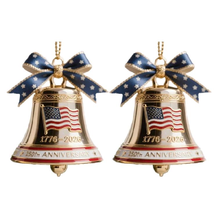250th Anniversary Metal Bell Decoration Christmas Tree Bell Ornament For Holiday Tree Mantels Festival Home Decorations