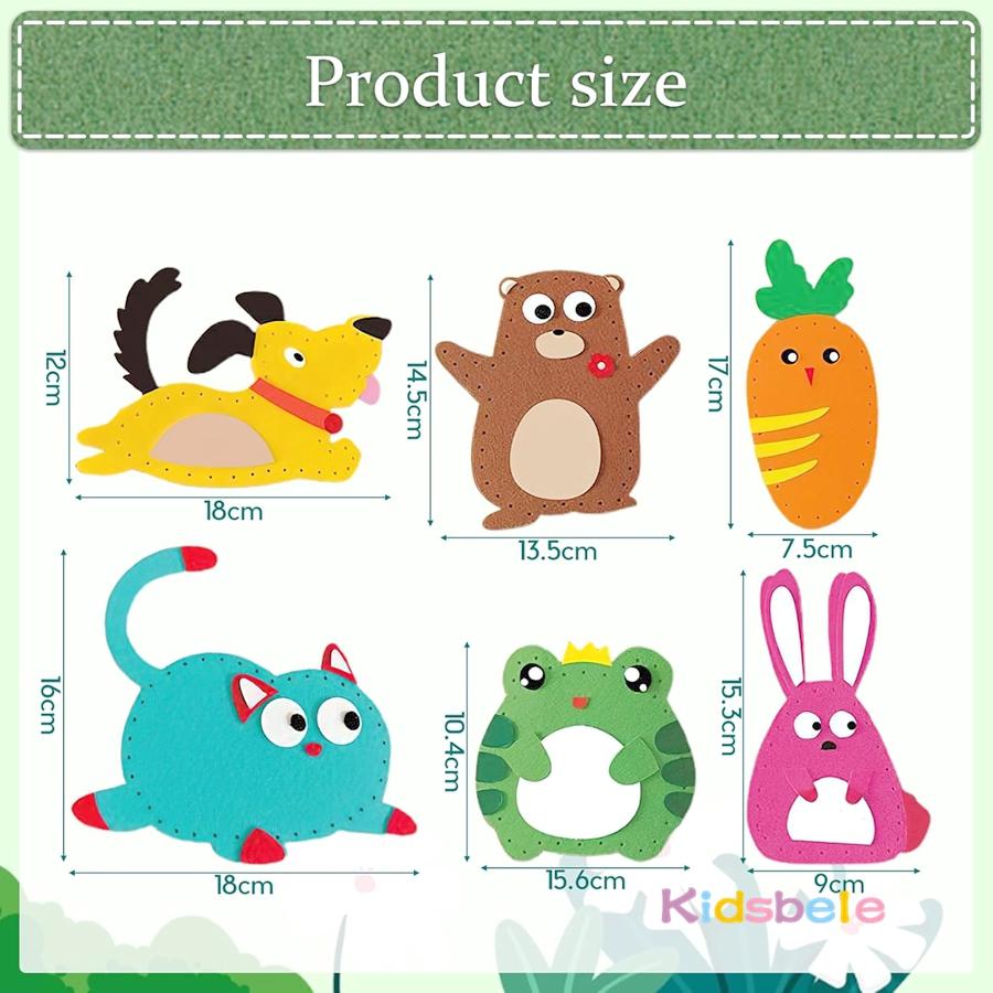 DIY Animal Felt Sewing Kit for Beginner 6 PCS Fine Motor Skills Birthday Gift For Girl Learn To Sew Stuffed Animal Doll Pendant