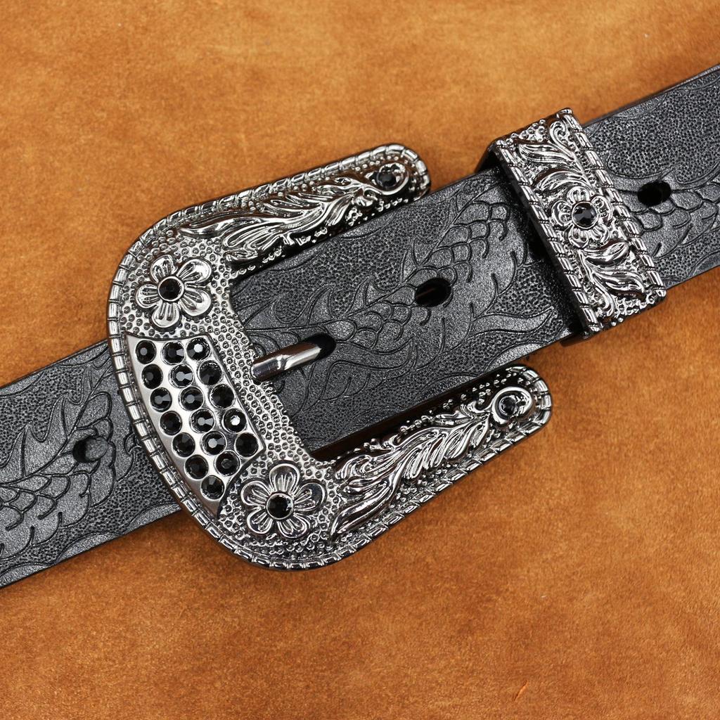 Herren Retro Gürtel aus echtem Rindsleder, Robust, Geprägtes Design