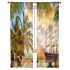 Tropický Arbor Pirátská Loď Prkno Tyl Okenní Závěsy Obývací pokoj Organza Čirý voál Závěs Ložnice Kuchyň Domácí Dekor Závěs