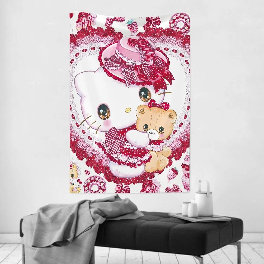

Kuromi Cinnamoroll Hello Kitty Cartoon Tapestry Party Background Wall Hanging Baby Room Home Decor 74x94cm(29x37in)