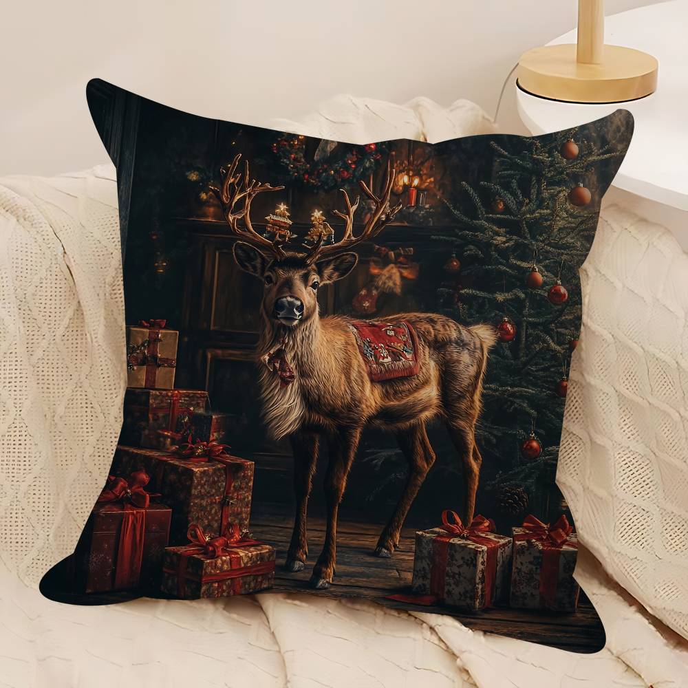 Рождественская наволочка с оленем Декоративная подушка Диван Домашний декор Чехол Наволочки 12x12Inch