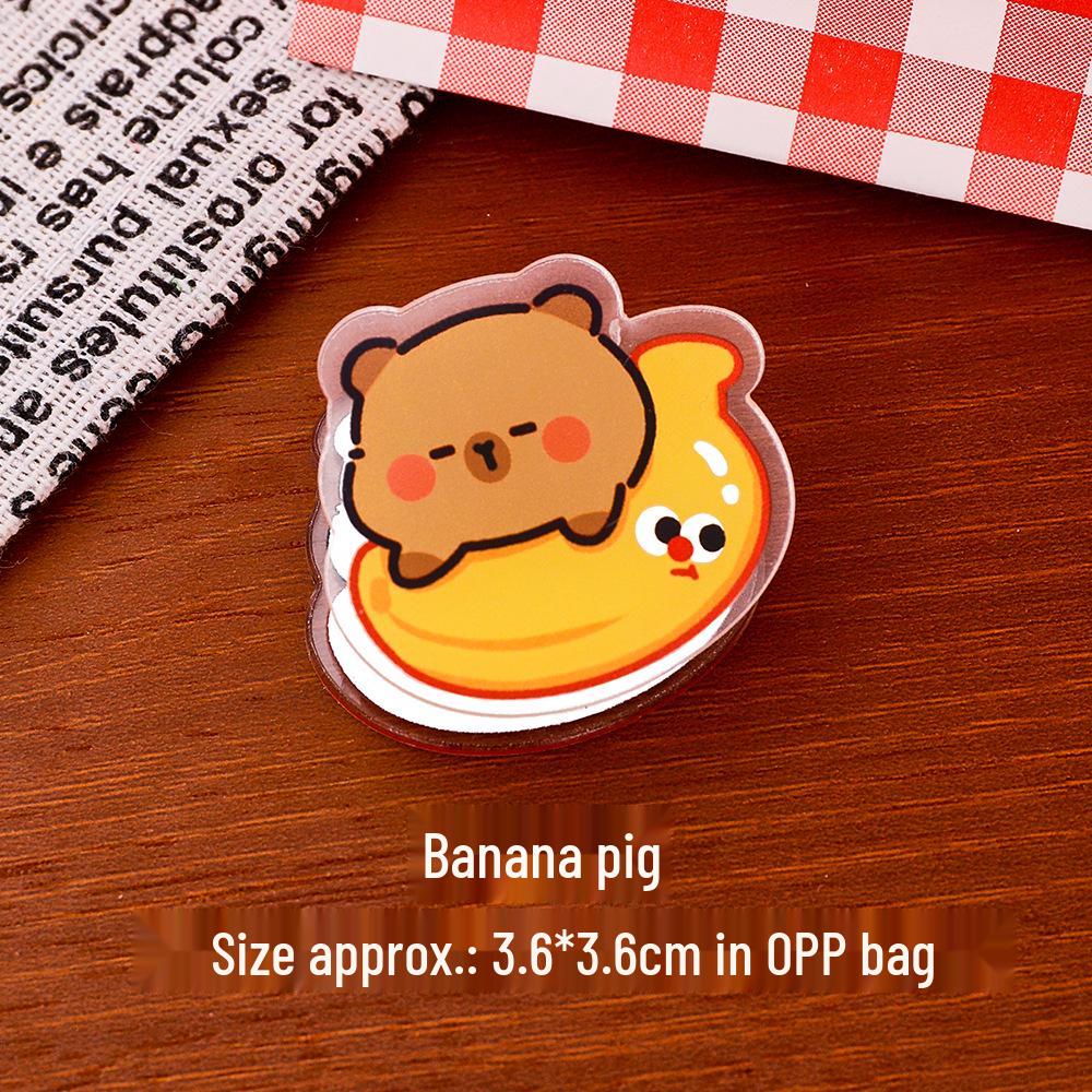 Cute Capybara Double-Sided Sticky Note Holder & Cartoon Acrylic Snack Clip Set