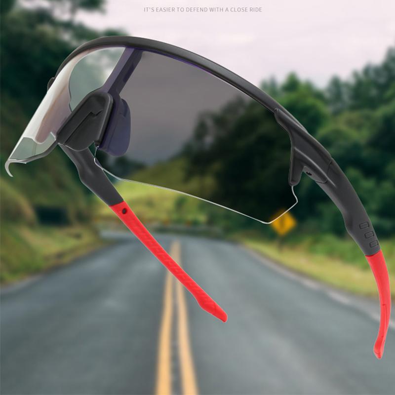 Dual-purpose Cycling Sunglasses Photosensitive Color-changing Windproof Goggles for Men Women Outdoor Sports XSY1058-1