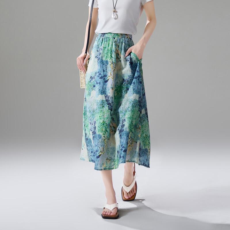 SOFSIL Women s Silk Blend Tie-Dye A-Line Skirt 29/XL