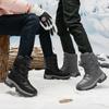 Botas de neve masculinas de inverno, botas femininas impermeáveis de sola alta, botas superquentes de pelúcia, moda ao ar livre, botas pretas de casal, tamanho 36-46