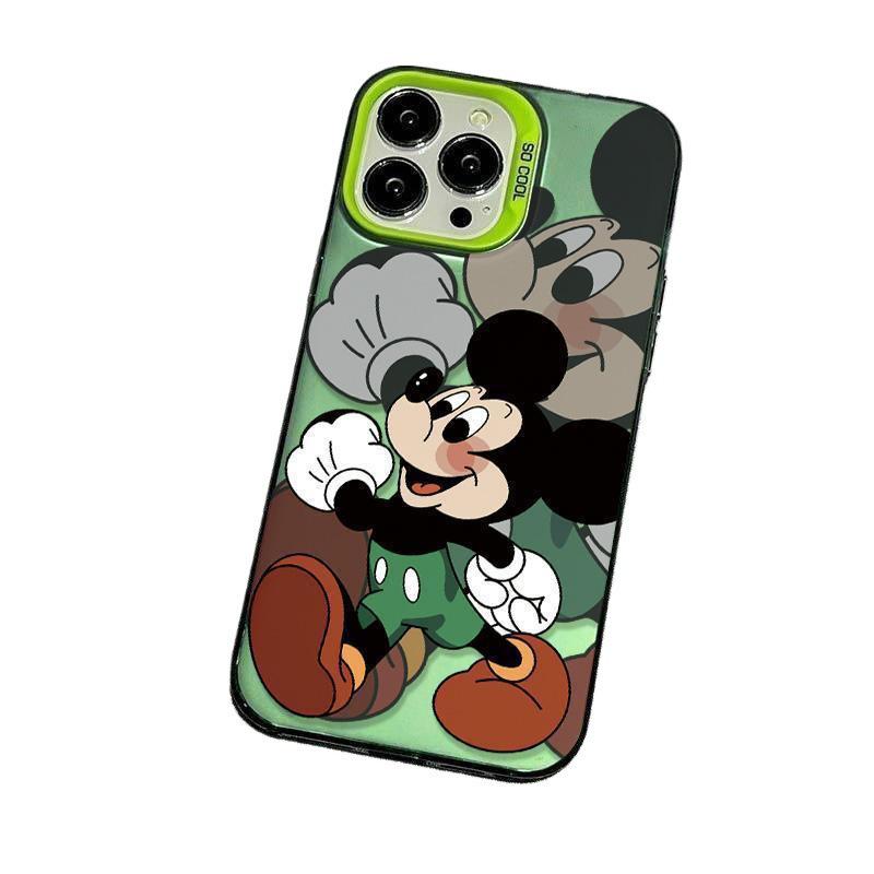 Trendy Mischievous Mickey Silver Electroplated Hard Shell Phone Case for iPhone 15 Pro Max & 14