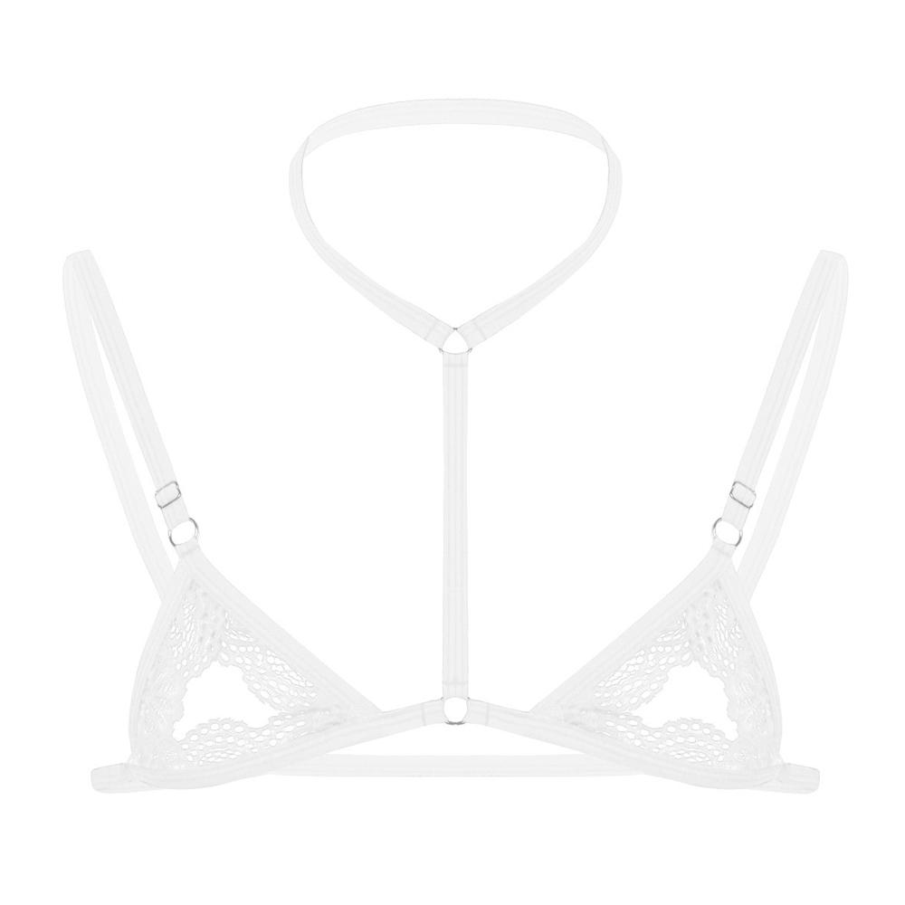 Lace Sexy Lingerie for Male Lace Half Cup Bra Underwired Open Nipple Push Up Cupless Exposed Breasts Underwired See