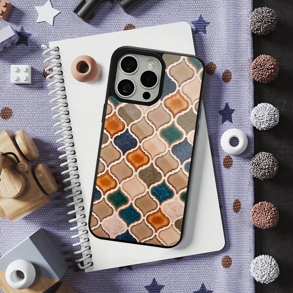 Tile Moroccan For iPhone Mini,13,Max,11,15,17,14,Plus,12,Pro,16,For Magsafe,Magnetic Wireless Charging Case