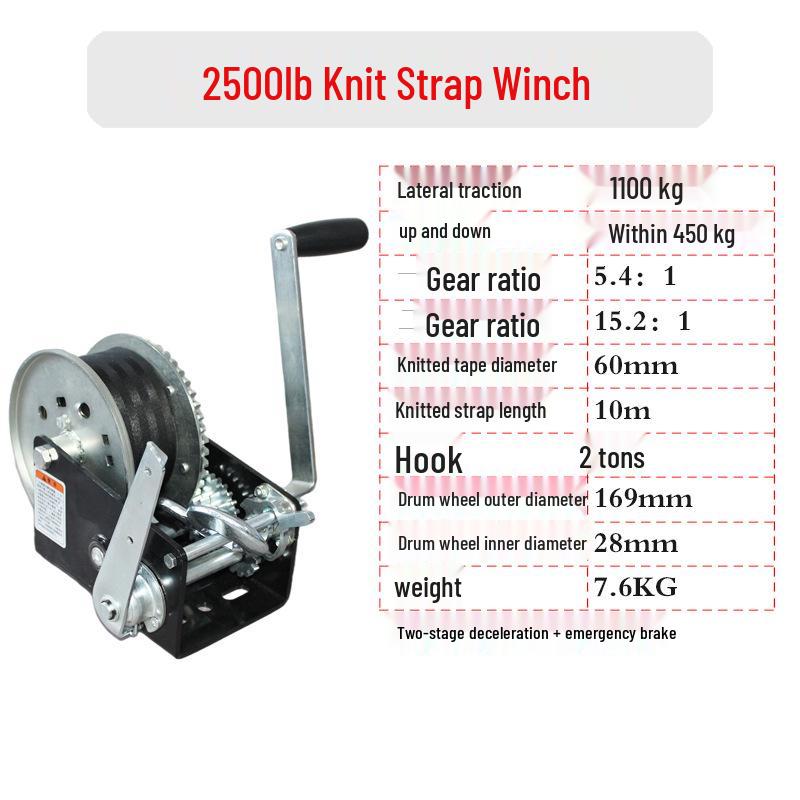 Portable Hand-Cranked Winch for Yacht Trailers and Lifting Cranes—Multiple Models Available