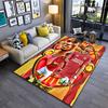 Soccer Star Area Rug, Manchester United Player TeamViewer Red Crest Yellow Background Print, Football Fan Decor, Non-Slip Mat