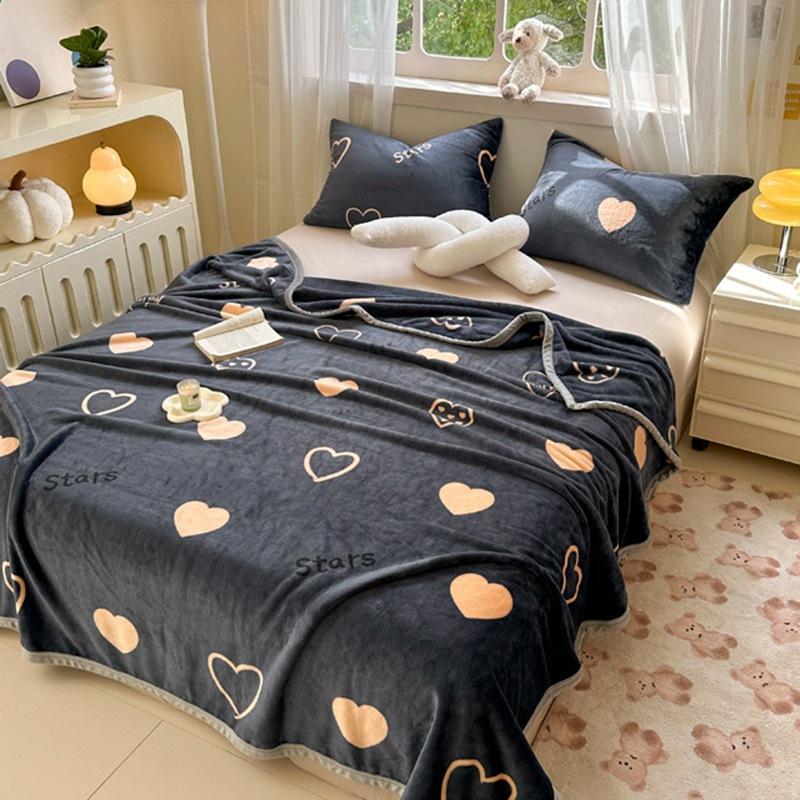 Encrypted High Weight Milk Plush Blanket, Cloud Mink Velvet Printed Cover Blanket, Can Sleep Naked Blanket