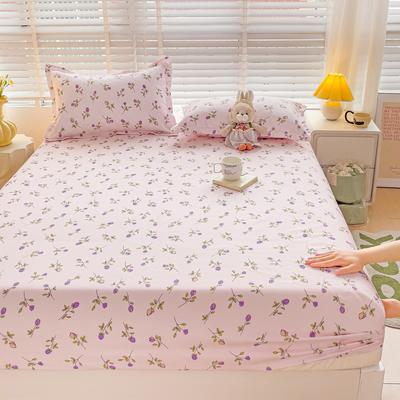 Purple Flower Fitted Bed Sheet Single Queen King Size Elastic Band High Quality Mattress Cover 180 Thread Count