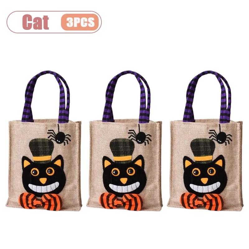 1-10PCS Halloween Treat Bags with Handles for Kids Candy Gift Supplies Party Favor Packaging Bag for Trick or Treat Decoration