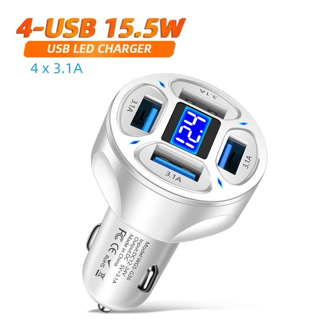 

66W USB Type C Fast Charger For Car PD 4 USB Car Quick Charge QC3.0 12/24 V Cigarette Lighter Charger Adapter For iPhone Xiaomi білий