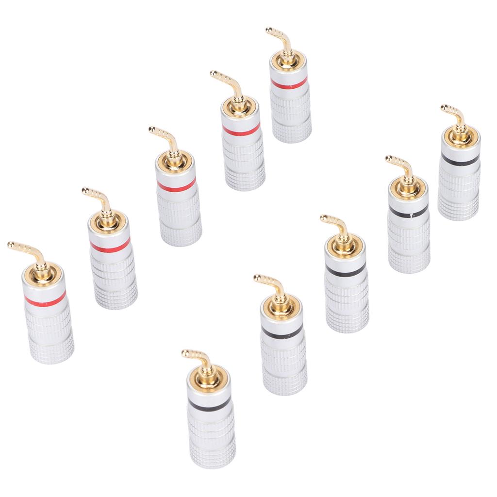 10pcs Banana Plug Needle Type Professional 24K Gold Plated Speaker Wire Connectors for Speaker Wire