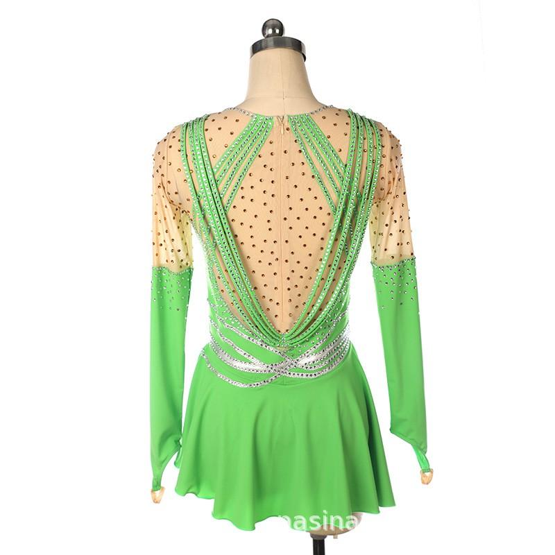 Girls Women Figure Skating Dress Performance Costume With Full Rhinestone Embellishment Sweet Style 2025