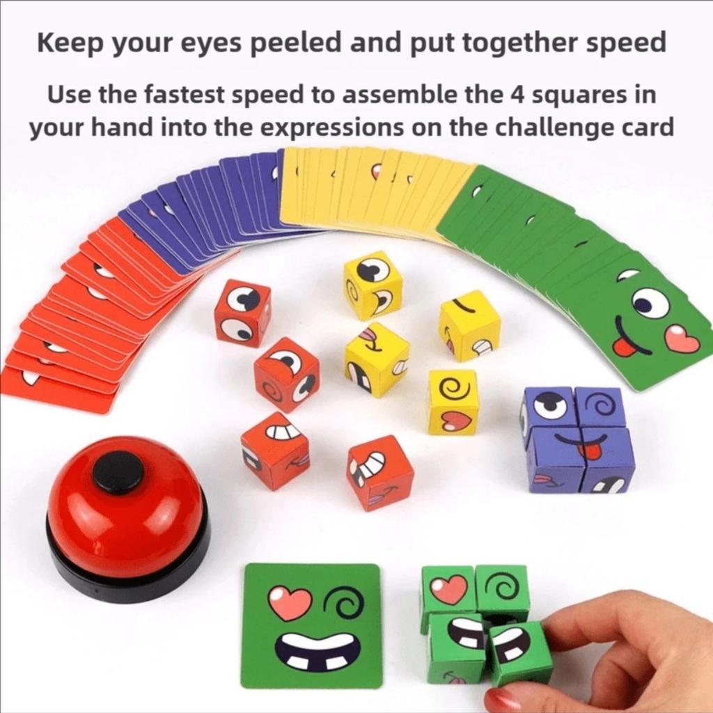 Toys Educational Face Change Expression Puzzle Building Blocks Montessori Cube Table Game Toy Early for Gifts Kids Children