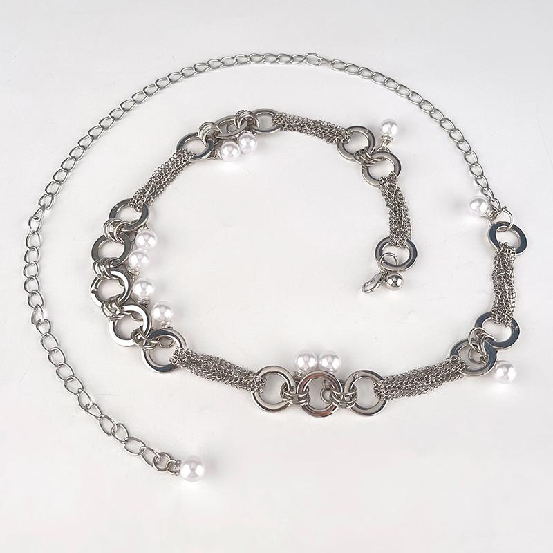 Ladies' Temperament High-End Waist Chain Pearl Women'S Metal Chain With Skirt Dress Sweater Decorative Belt