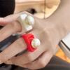 New Punk Ring Gold Color Bead Transparent Resin Acrylic Square Rings For Women Party Friends Gift Trendy Jewelry Hip Hop Rings