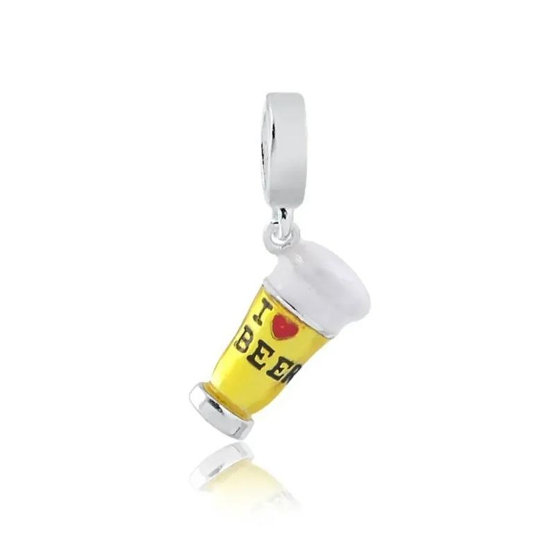 New   Copper Toothbrush Cup Beer Charm Of Ley  Chain Bead Fit Original Bracelet Accessories Diy Women Love Jewelry