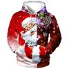 Fashionable Men's Christmas Hoodie with Drawstring In Polyester Fabric for Festive Wear Long Sleeved 3D Printed