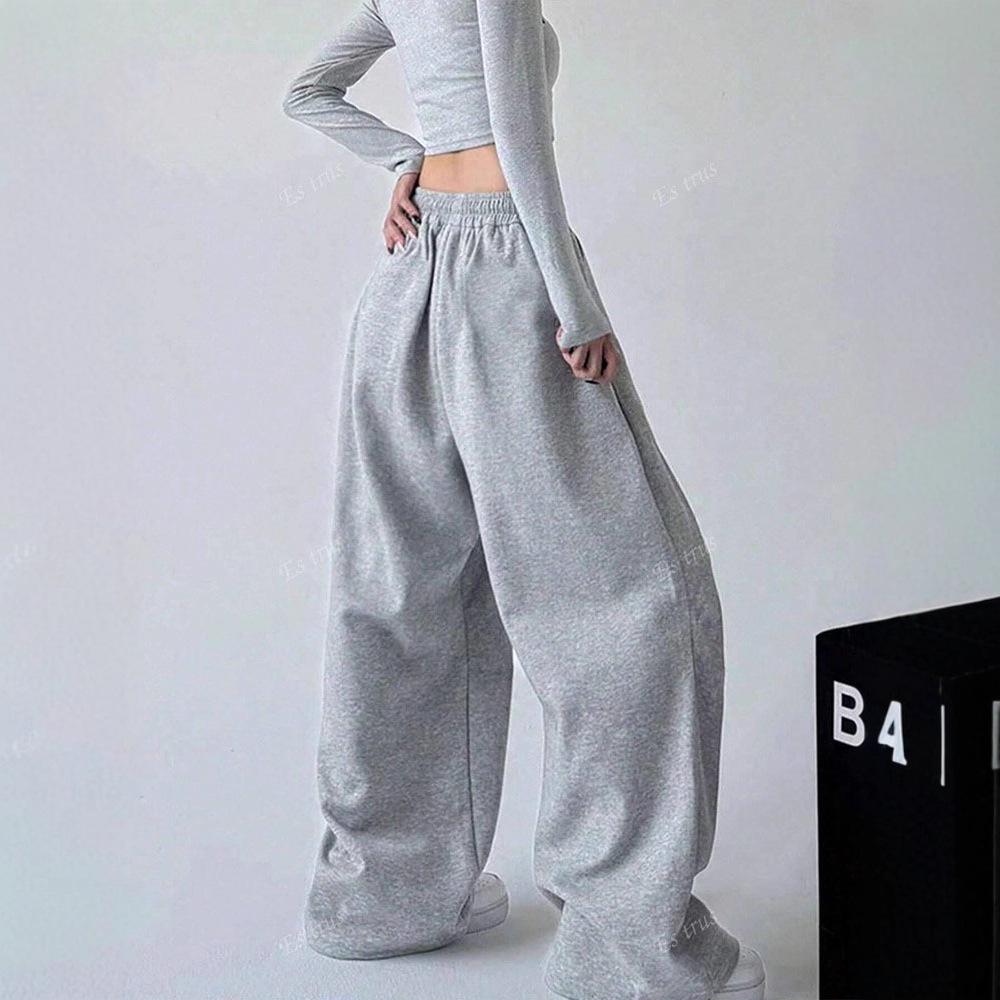 Trendige Lässige Weitbeinige Hose mit Graffiti-Print - Lockerer Amerikanischer Street Style