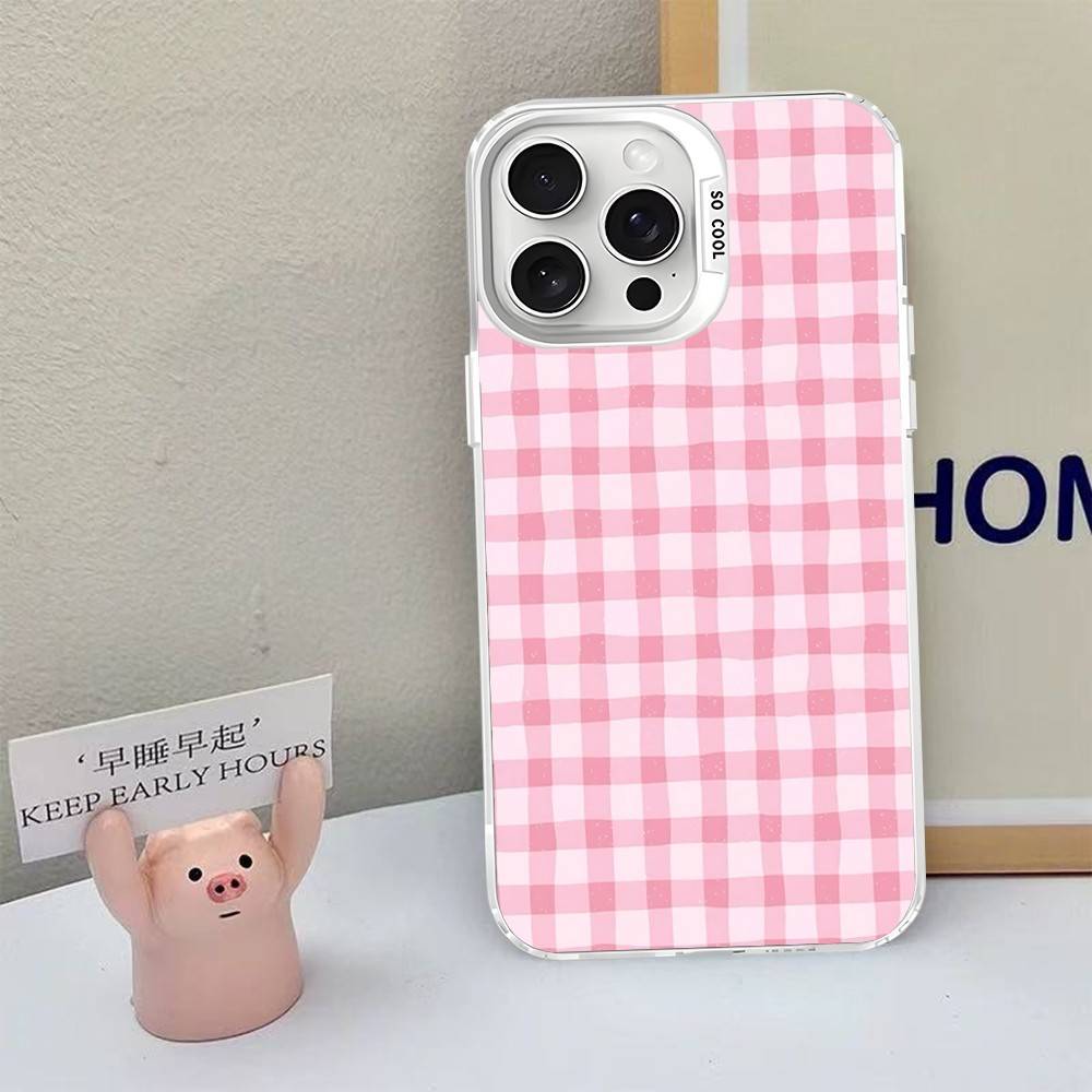 Simple Chic Lattice Pattern Phone Case For iPhone 17 16 15 14 13 12 11 Pro MAX Matte Shockproof Back Anti Fall Matte Cover