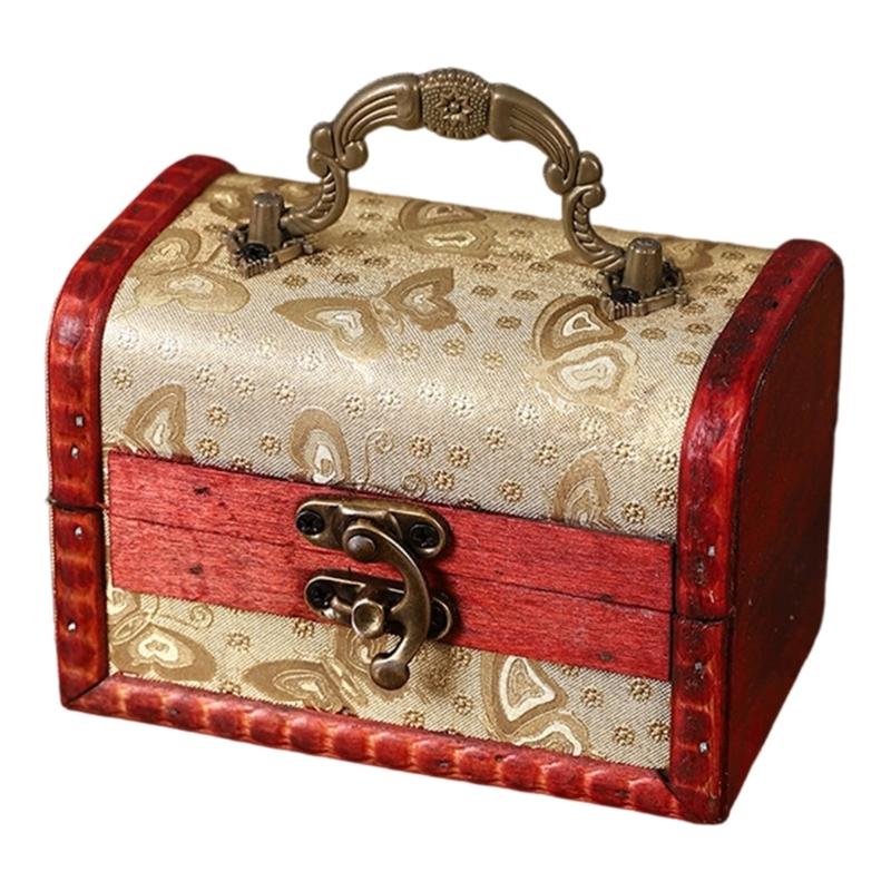 

Antique Wood Jewelry Box Featuring Lock Clasp For Decorative Storage And Valuables Protective