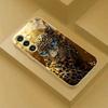 Golden Leopard Electroplated Glass Phone Case Suitable for Samsung Galaxy S26 S25 S24 S23 S22 S20 FE/Ultra/Plus Anti Drop