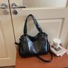 Multi-compartment soft leather tote bag women's shoulder messenger bag