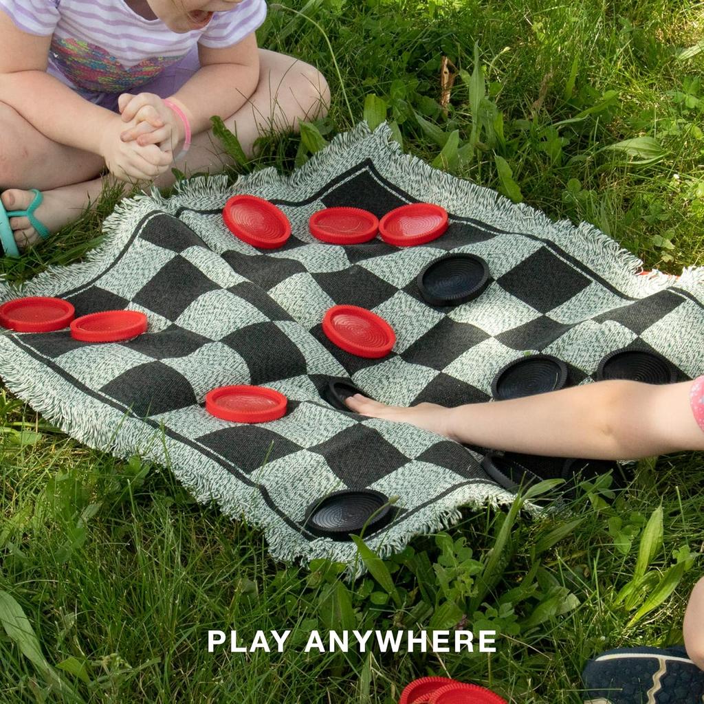 Set di Dama Gigante - Gioco da Tavolo 3-in-1 per Interni/Esterni per Famiglia e Amici