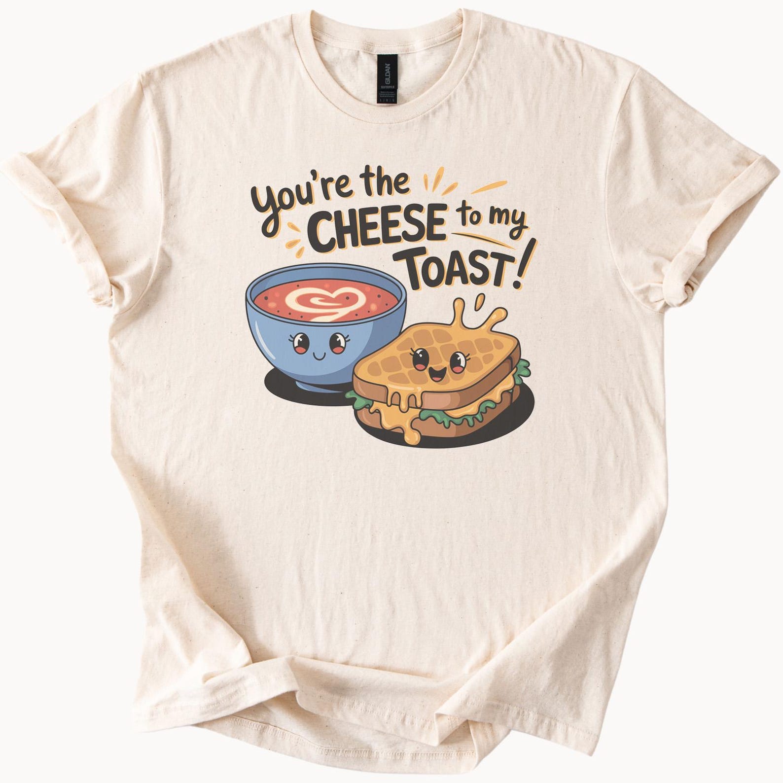 Cute Grilled Cheese Toast and Tomato Soup Kawaii Graphic T Shirt Youre the Cheese to My Toast Food Pun Shirt Gift for Food Lovers 150