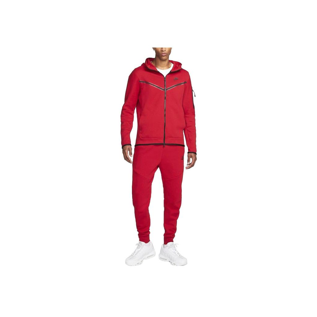 Nike Sportswear Tech Fleece Hoodie Gym Red/Black Men Streetwear CU4489-687