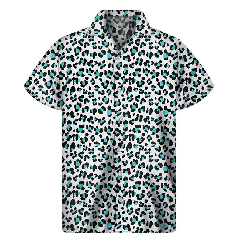 Camisa de Manga Corta con Botones y Estampado de Leopardo de Moda, Esencial de Moda Casual