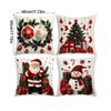 4 Pieces 18x18 Inch Winter Christmas Pillowcase Decor Linen Plush Cartoon Snowman Printed Pillow Cover Christmas Decoration