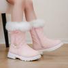 Children's boots, autumn and winter rabbit fur, girls' snow boots, middle-aged children's warm princess boots, midsole boots