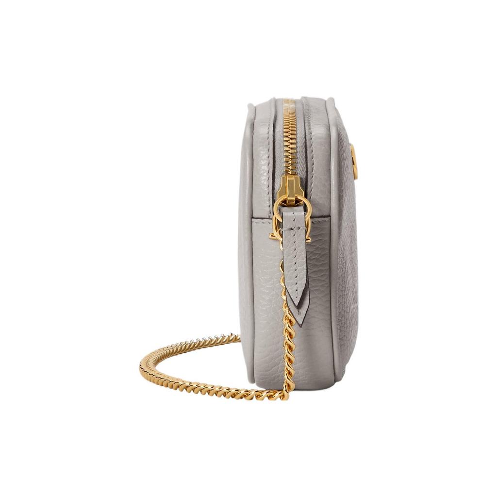 Gucci GG Marmont Double G Logo Zipper Chain Leather Crossbody Shoulder Bag Women Bags Gray 772759-CAO0G-1440