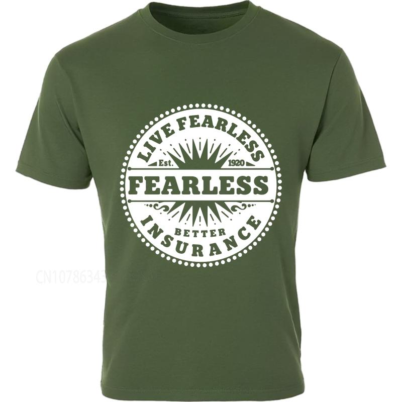 Graphic summer Man tshirt Live Fearless Better Insurance Established 1920 Short Sleeve Soft O Neck Tshirt cotton teeshirt