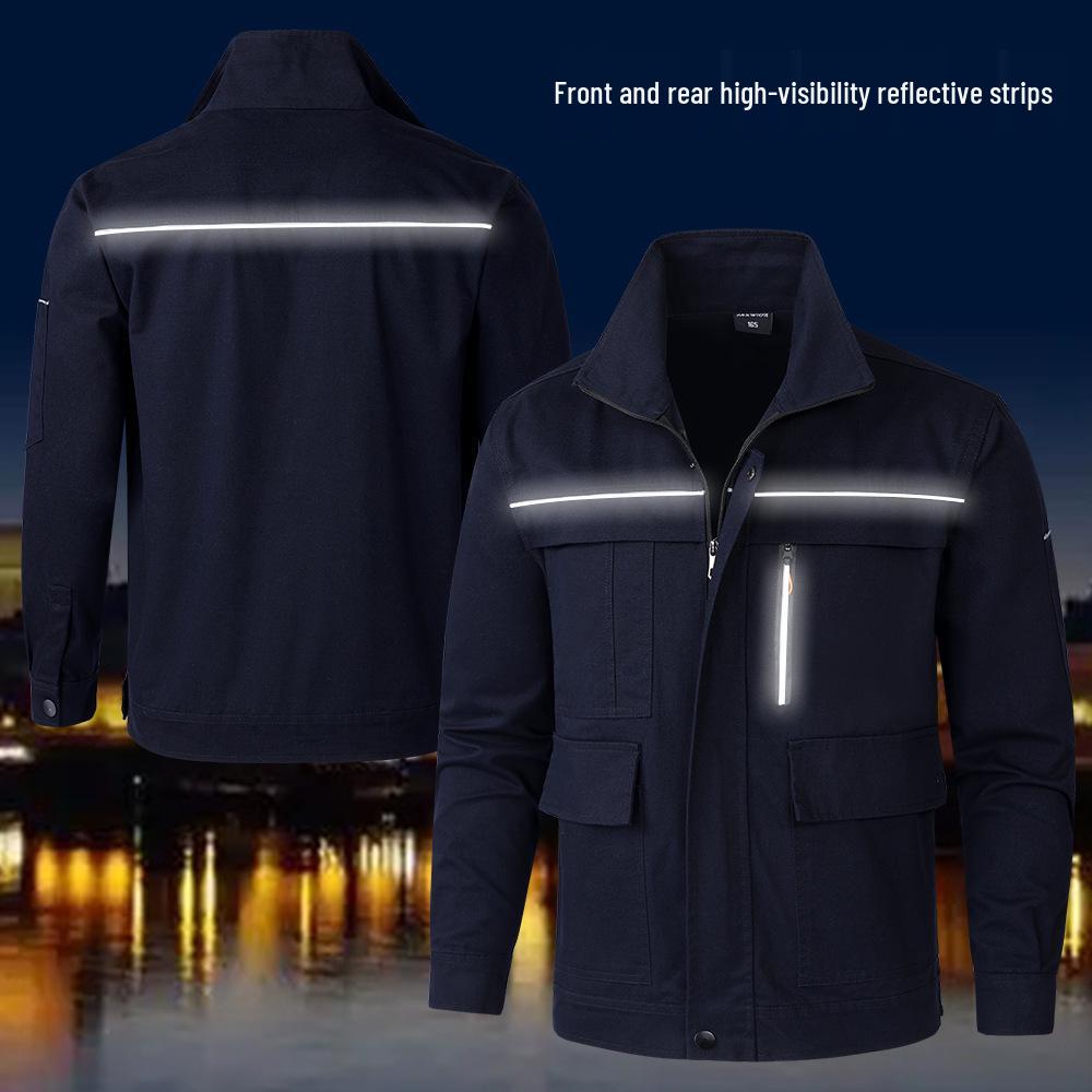 Men's Spring & Autumn Workwear Set, Construction & Welding Safe, Dirt-Resistant, Pure Cotton for Outdoor, Auto Repair & Labor Protection.