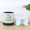 Children's Cartoon Embroidery Storage Bucket - Fabric Cotton Linen Organizer for Toys, Laundry, and Sundries.