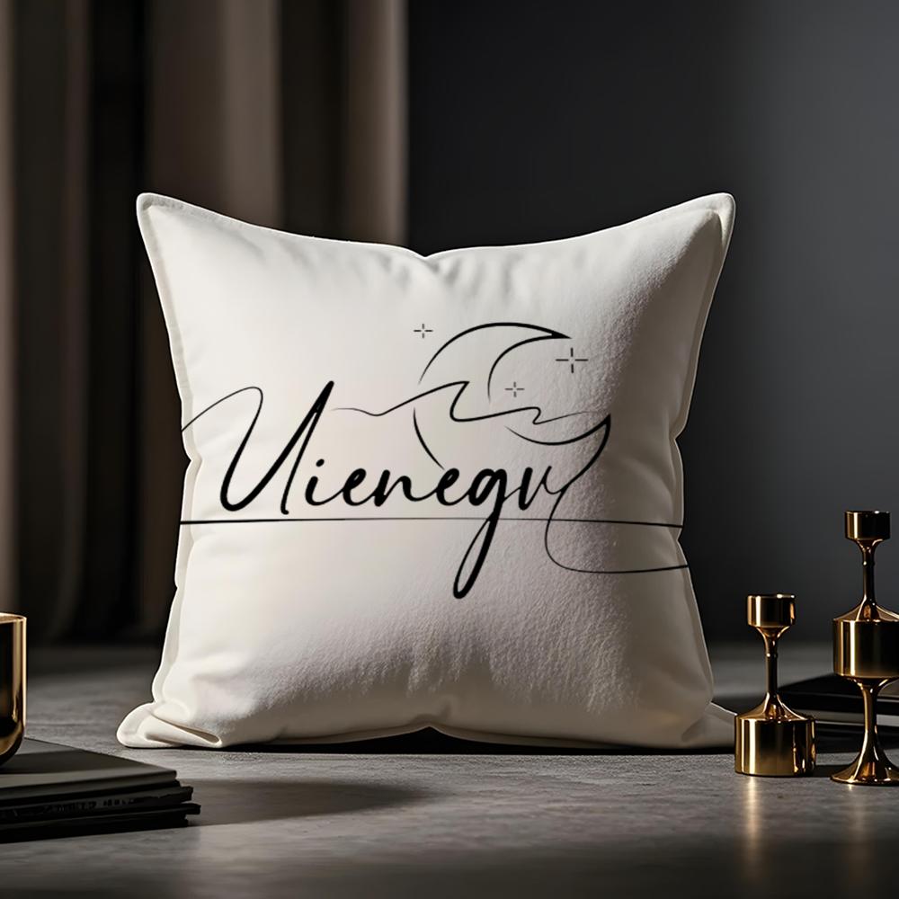 Artistic Animal Signatures Cushion Cover Anti-dustmite Pillowcase Invisible Zipper Silky Short Plush Sofa Cushion Cover