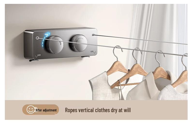 Retractable Invisible Indoor Clothesline - No-Punch Bathroom or Balcony Steel Wire Drying Rack